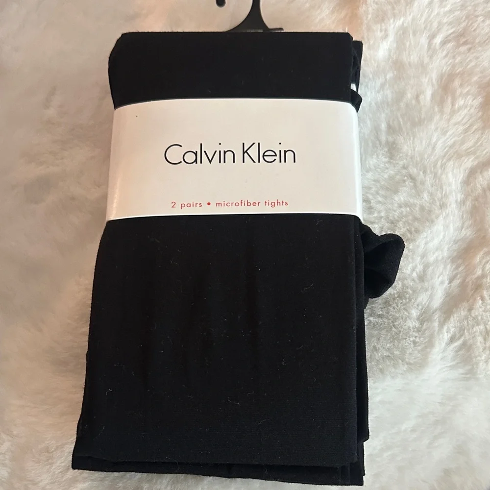 2 Pairs of Calvin Klein Black Microfiber Tights